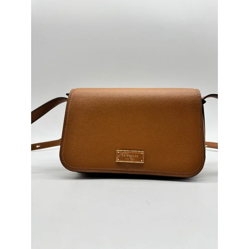 KATE SPADE NY Liv pebbled leather flap crossbody - Cavern Clay /Tan